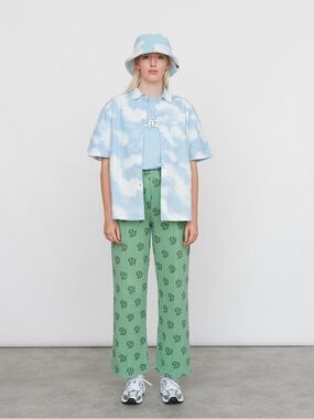 Lazy Oaf Blue Cloud Print Button-Down Shirt